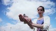 Video: Girl feeding pigeons Girl feeding pigeons