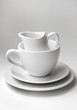 Stack of different clean white crockery