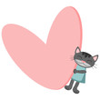 Vector: Cute kitty holding a big heart Cute kitty holding a big heart