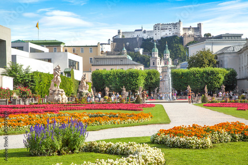 Photo: Mirabell Gardens and Fortress Hohensalzburg in Salzburg, Austria Mirabell Gardens and Fortress Hohensalzburg in Salzburg, Austria