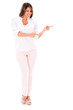 Happy woman pointing