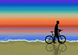 bike nea the  beach at sunset