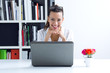 businesswoman browsing internet at office