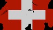 abstract people shaking hands on Switzerland map flag animation