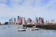 Sailing boat and Boston downtown