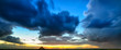 Mont Saint Michel bay sunset panorama. Normandy, France