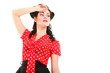 beautiful caucasian woman posing retro styling