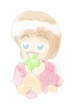 四葉のクローバーを見つけた女の子
