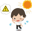 熱中症の危険を感じる男子中学生
