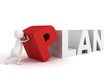 3d man build concept PLAN worn with letters