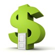 big green dollar symbol with white closed door