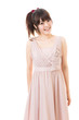 beautiful asian woman wearing dress on white background