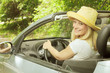 beautiful woman in the car