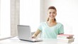 happy student working with laptop
