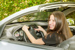 beautiful woman in the car
