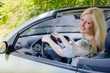 beautiful woman in the car