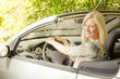 beautiful woman in the car