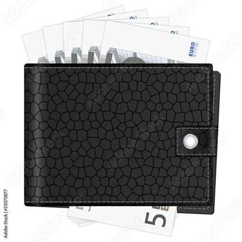 Vector: wallet with five euro banknotes wallet with five euro banknotes