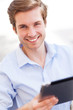 Man holding digital tablet