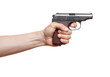 gun in the man's hand, isolated on white