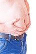 A man holding on to the big belly