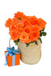 Photo: bouquet of orange roses in basket bouquet of orange roses in basket