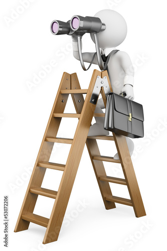 Illustration: 3D white people. Business vision metaphor 3D white people. Business vision metaphor
