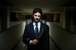 The killer in a suit with a knife
