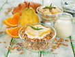 Muesli with yogurt and pear