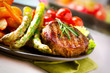 Photo: Grilled Beef Steak Meat with Vegetables Grilled Beef Steak Meat with Vegetables