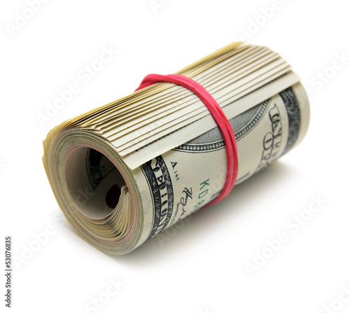 Photo: roll of 100 dollar bill roll of 100 dollar bill