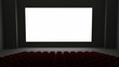 Movie theatre interior. Isolated white screen