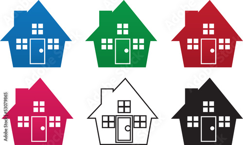 Vector: House silhouettes in various colors House silhouettes in various colors