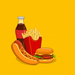 vector illustration of fastfood with soft drink