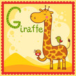 Illustrated alphabet letter G and giraffe.