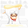 vector illustration of chef cooking in kitchen