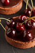 chocolate tart with cherry