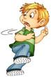 Illustration: Junge, Kind, Schulkind, erschrocken Junge, Kind, Schulkind, erschrocken