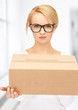 woman with cardboard box