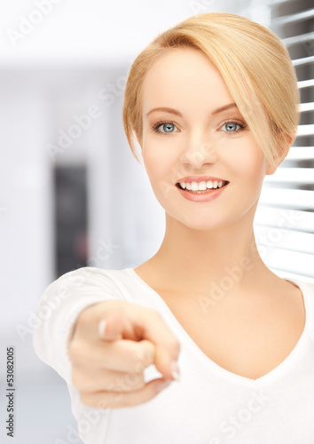Photo: businesswoman pointing her finger businesswoman pointing her finger