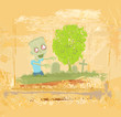 Ilustración: zombie coming out of his grave zombie coming out of his grave