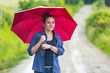 Photo: Teenage Girl with Red Umbrella Teenage Girl with Red Umbrella