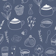 Teatime seamless pattern. Hand drawn vector illustration