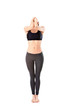 woman making a Yoga pose: Standing deep breathing - Pranayama