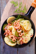 Photo: Prawns pan fried with potato and zucchini Prawns pan fried with potato and zucchini