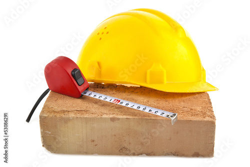 Photo: helmet, brick and meter helmet, brick and meter