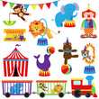 Vector Set of Cute Circus Themed Images - EPS10