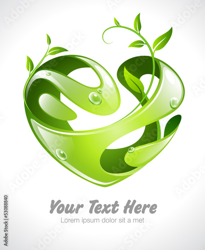 Vector: Vector illustration of a stylized heart with leaves Vector illustration of a stylized heart with leaves