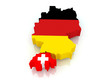 Map of Germany and Switzerland.