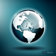 Vector: Vector illustration of a glossy globe on a blue background Vector illustration of a glossy globe on a blue background